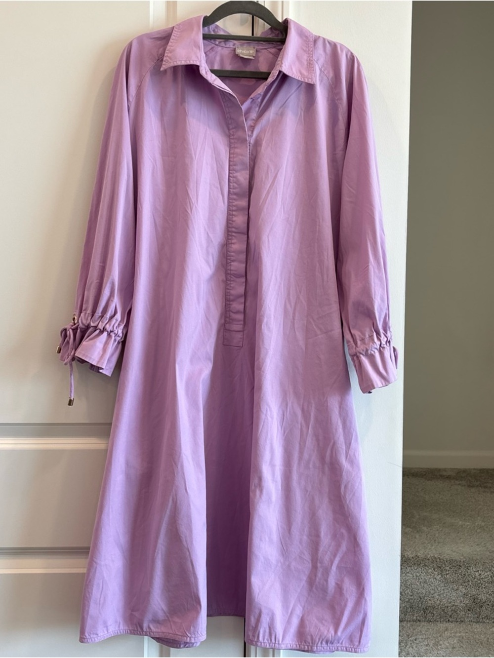 Chicos Shirtdress Womens 3/16 Popover Midi Classic Chic Preppy